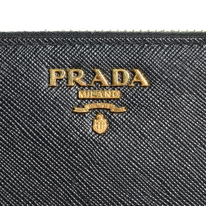 Prada Saffiano Metal Large Zip Around Travel Wallet Nero Black 8 of 9