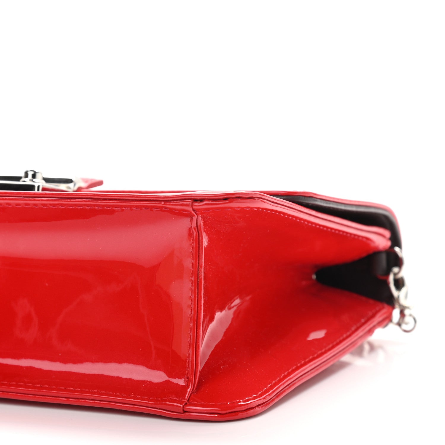 Christian Dior Metallic Box Patent Calfskin Miss Dior Promenade Pouch Red 10 of 12
