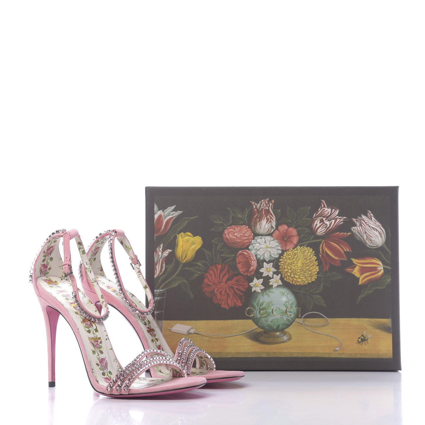 Kid Scamosciato Crystal Ankle Strap High Heel Sandals 40 Light Rose Light Peonia