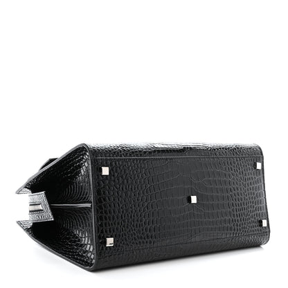Saint Laurent Croc Calfskin Embossed Medium Uptown Tote Black 4 of 10