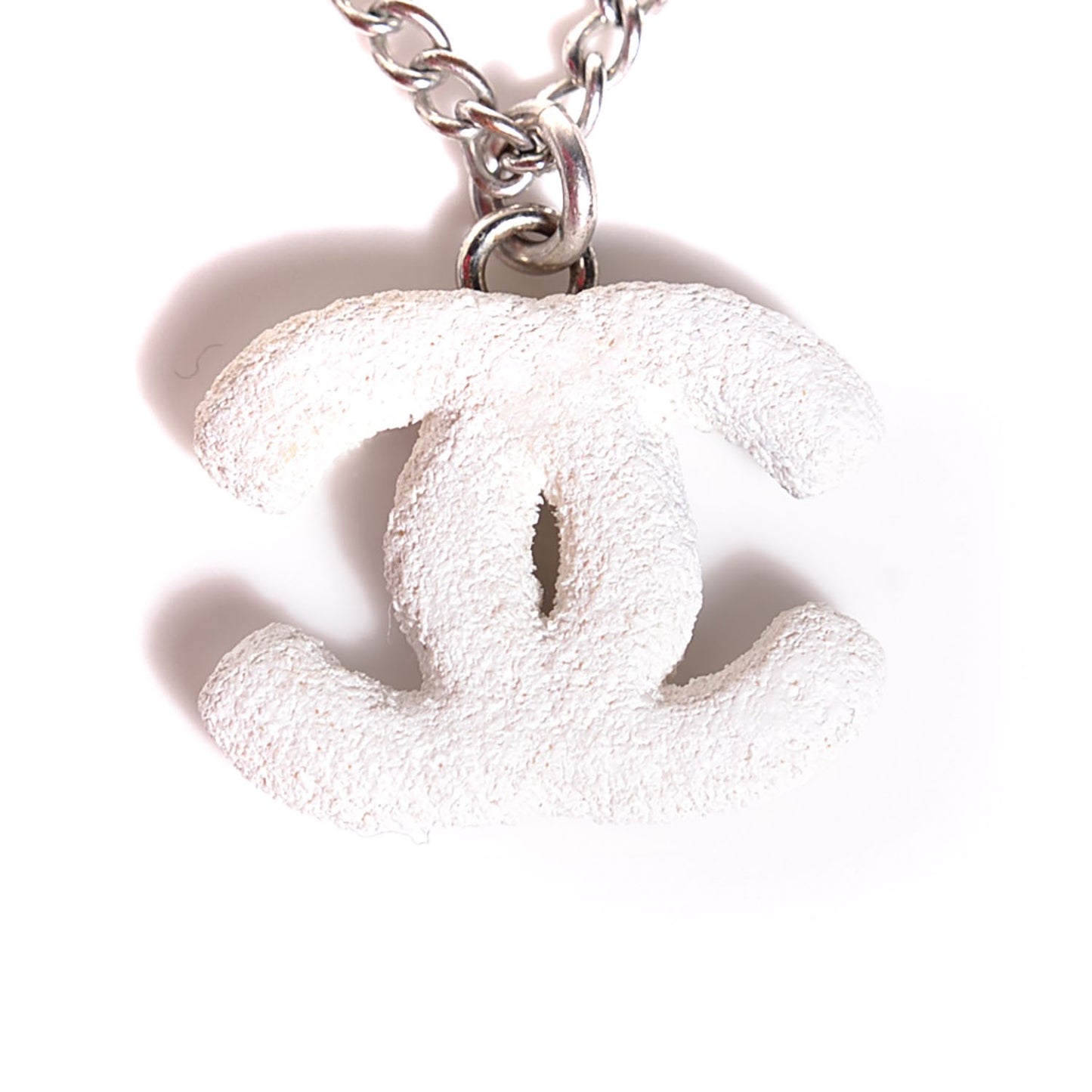 Textured CC Necklace White