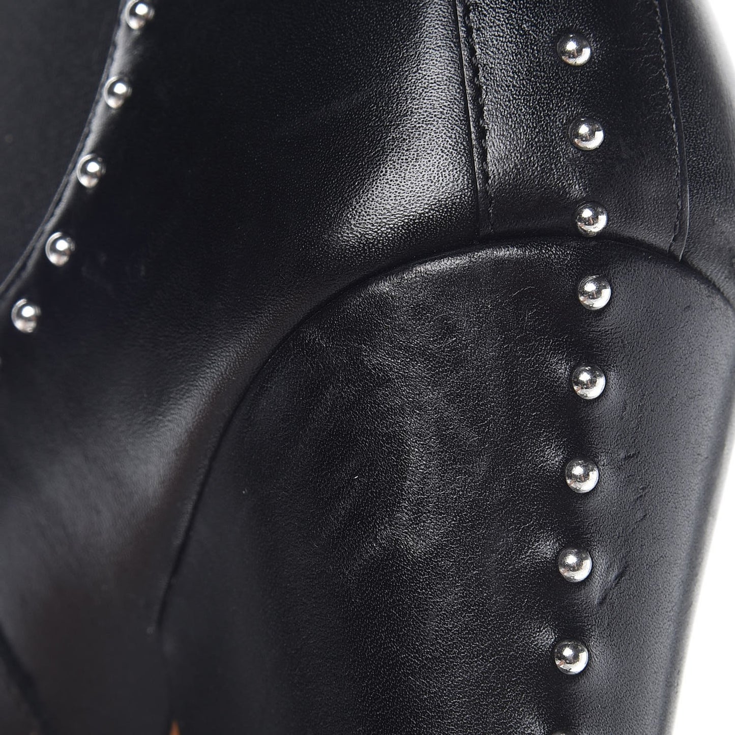 Calfskin Studded Chelsea Ouv Peep Toe Booties 38 Black