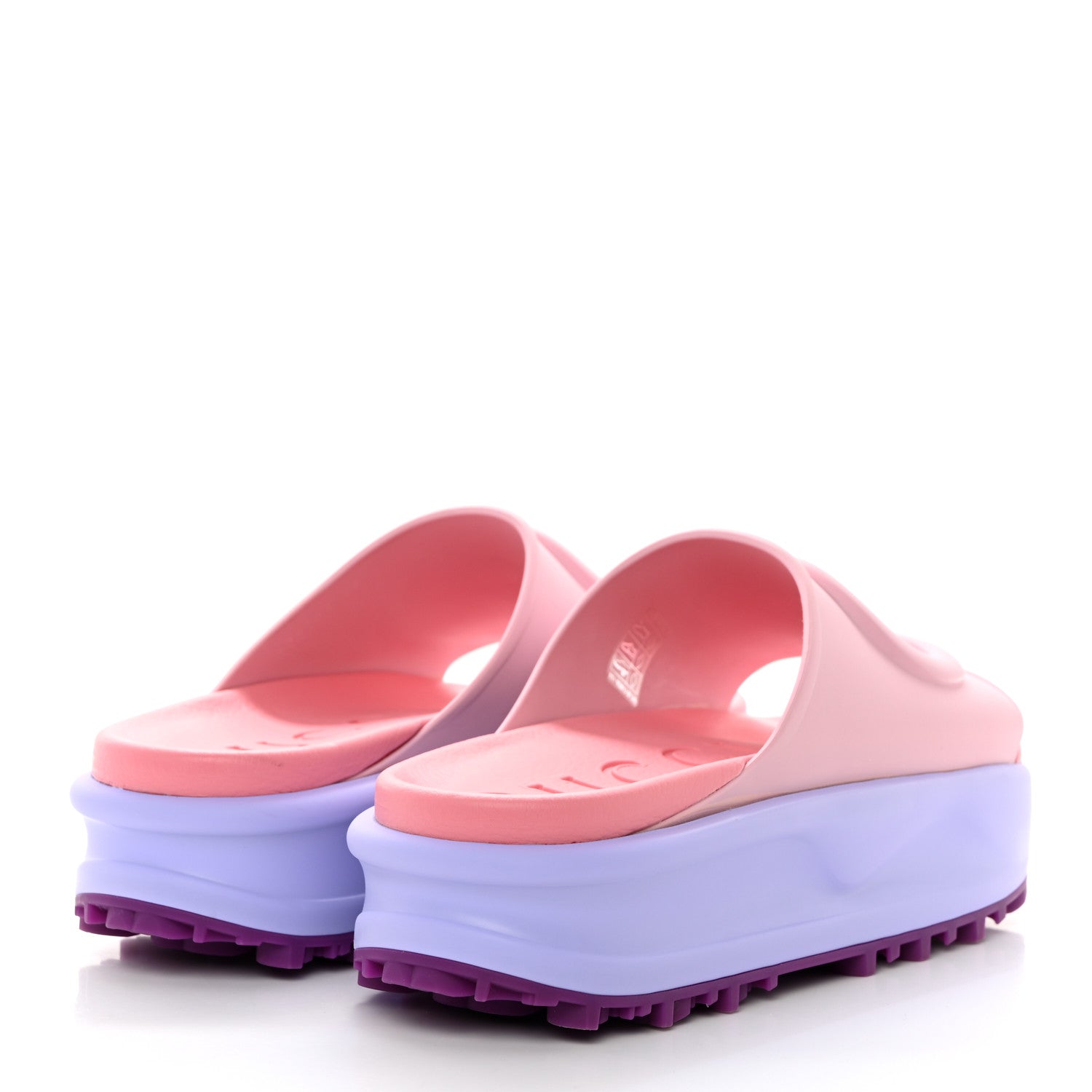 Gucci Soft Rubber Womens Interlocking G Platform 42mm Slide Sandals 40 Sugar Pink 5 of 9