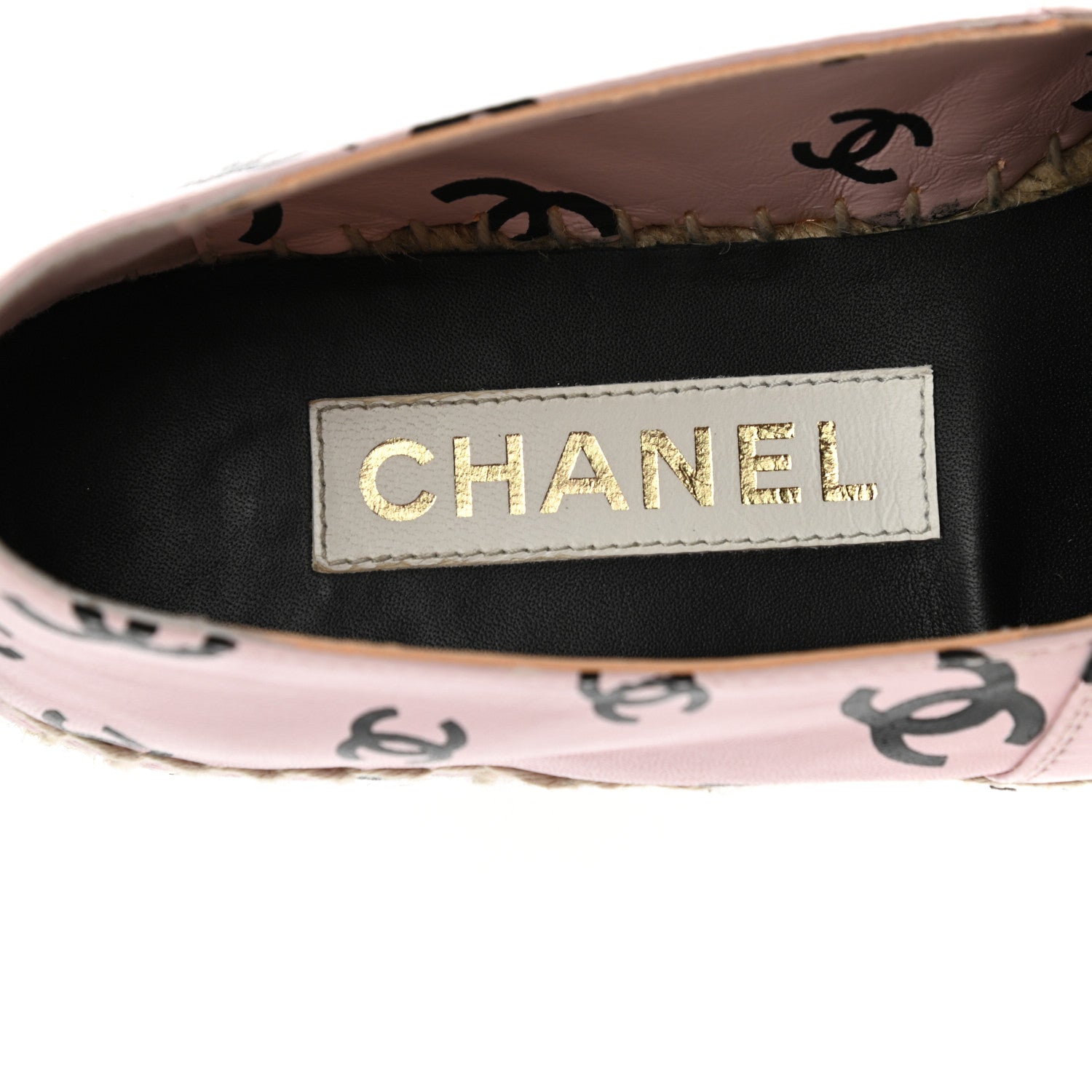Chanel Lambskin Printed CC Espadrilles 36 Light Pink Black 6 of 9