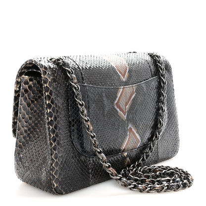 Chanel Metallic Snakeskin Jumbo Double Flap Blue 3 of 10