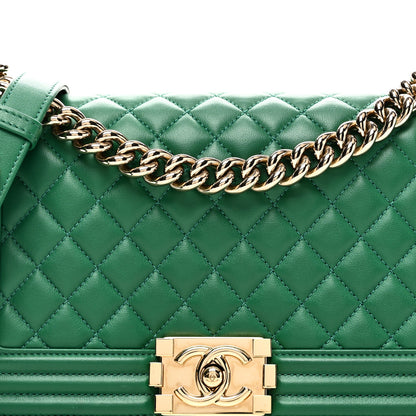 Chanel Calfskin Quilted Medium Boy Flap Green 8 of 11