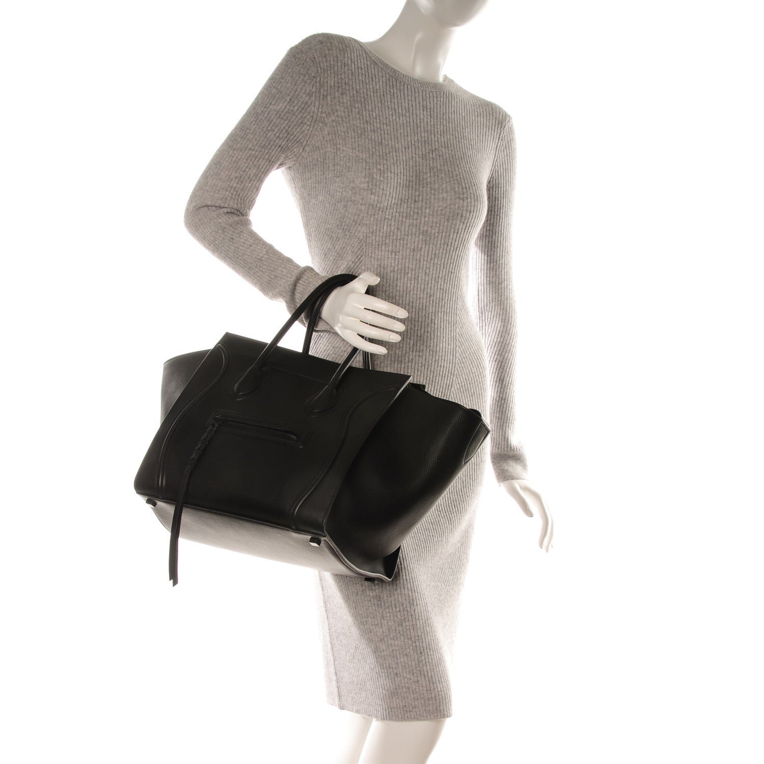 Celine Supple Calfskin Medium Phantom Luggage Black 2 of 6