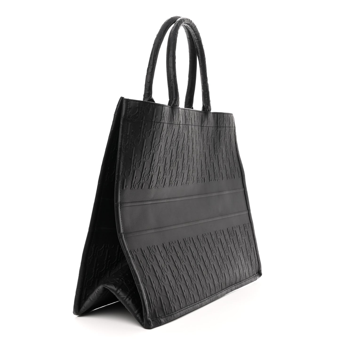 Oblique Calfskin Embossed Large Book Tote Black