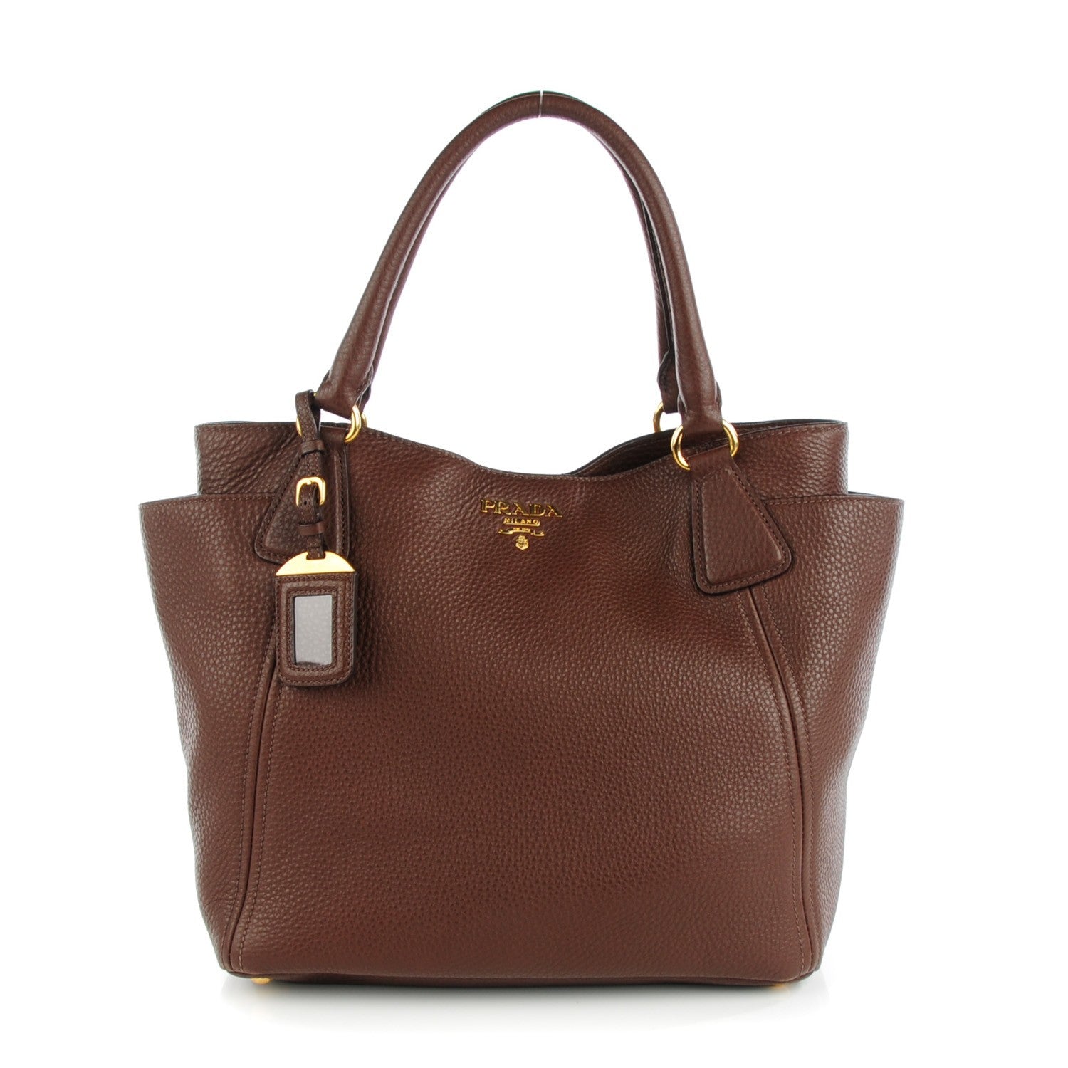 Prada Vitello Daino Double Pocket Shoulder Bag Bruciato 1 of 9