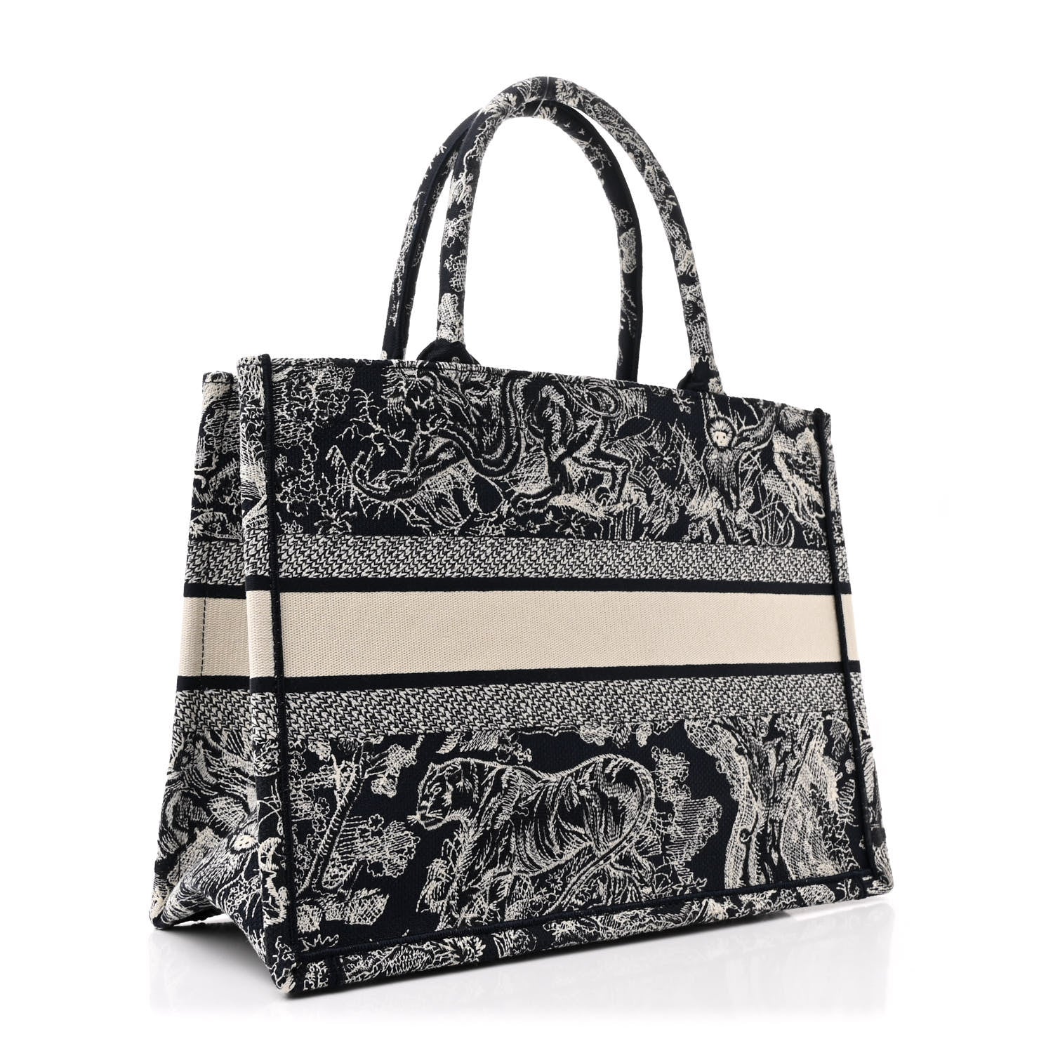 Christian Dior Canvas Embroidered Medium Dioriviera Toile De Jouy Reverse Book Tote Blue 3 of 11