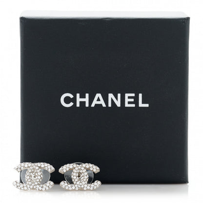 Chanel Crystal CC Earrings Silver 5 of 5