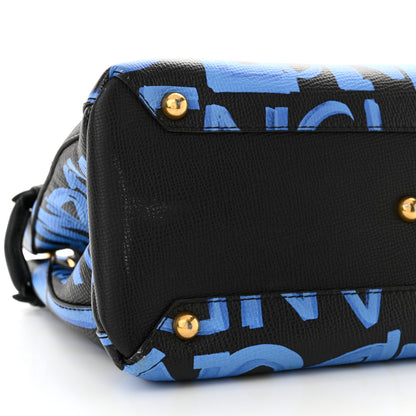 Burberry Grainy Calfskin Graffiti Print Medium Banner Tote Black 9 of 14