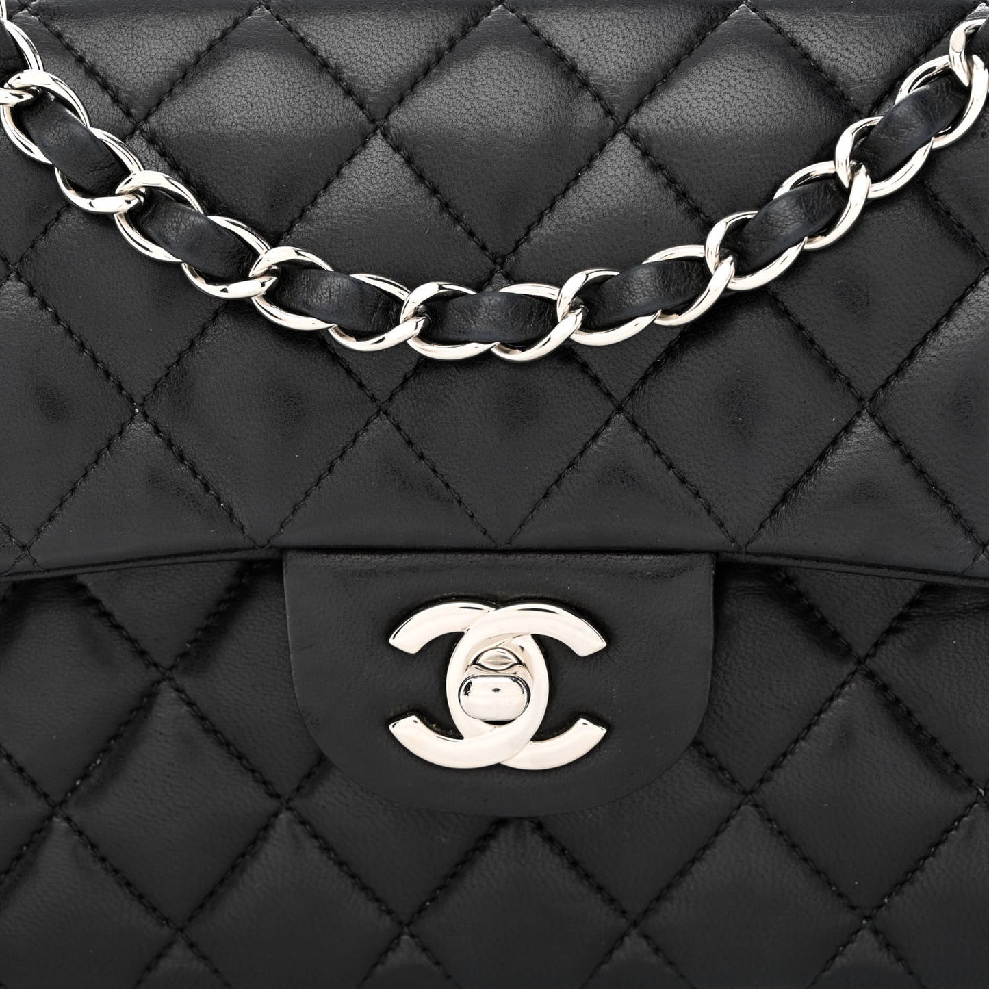 Lambskin Quilted Small Double Flap Black