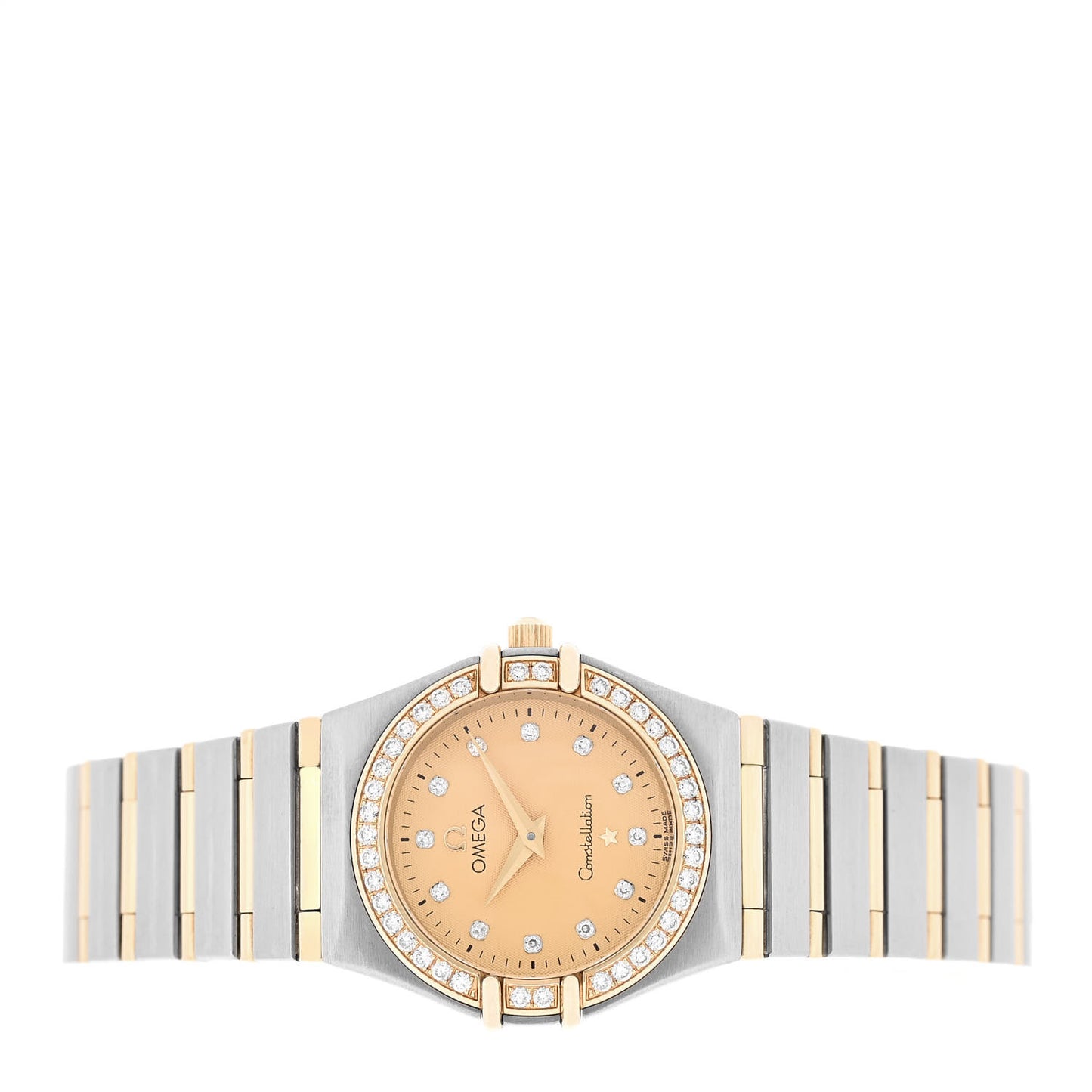 Stainless Steel 18K Yellow Gold Diamond Bezel 25mm Constellation Quartz Watch Champagne 1277.15.00