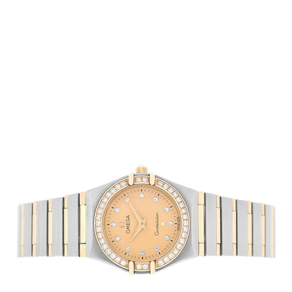 Omega Stainless Steel 18K Yellow Gold Diamond Bezel 25mm Constellation Quartz Watch Champagne 1277.15.00 2 of 5