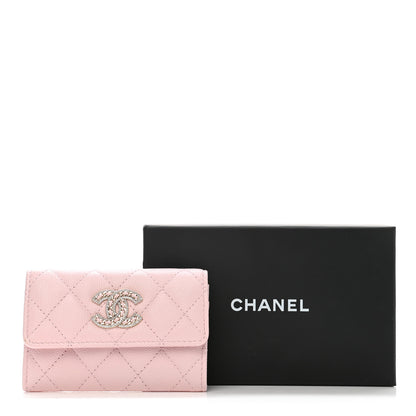 Chanel Caviar Quilted Crystal CC Flap Card Holder Pink 8 of 8