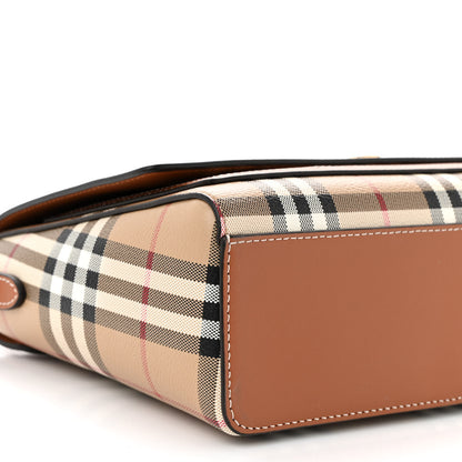 Burberry Coated Canvas Calfskin Vintage Check Medium Note Crossbody Bag Briar Brown 9 of 10