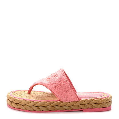 Chanel Terry Cloth Raffia CC Logo Thong Sandals 38 Pink 1 of 9