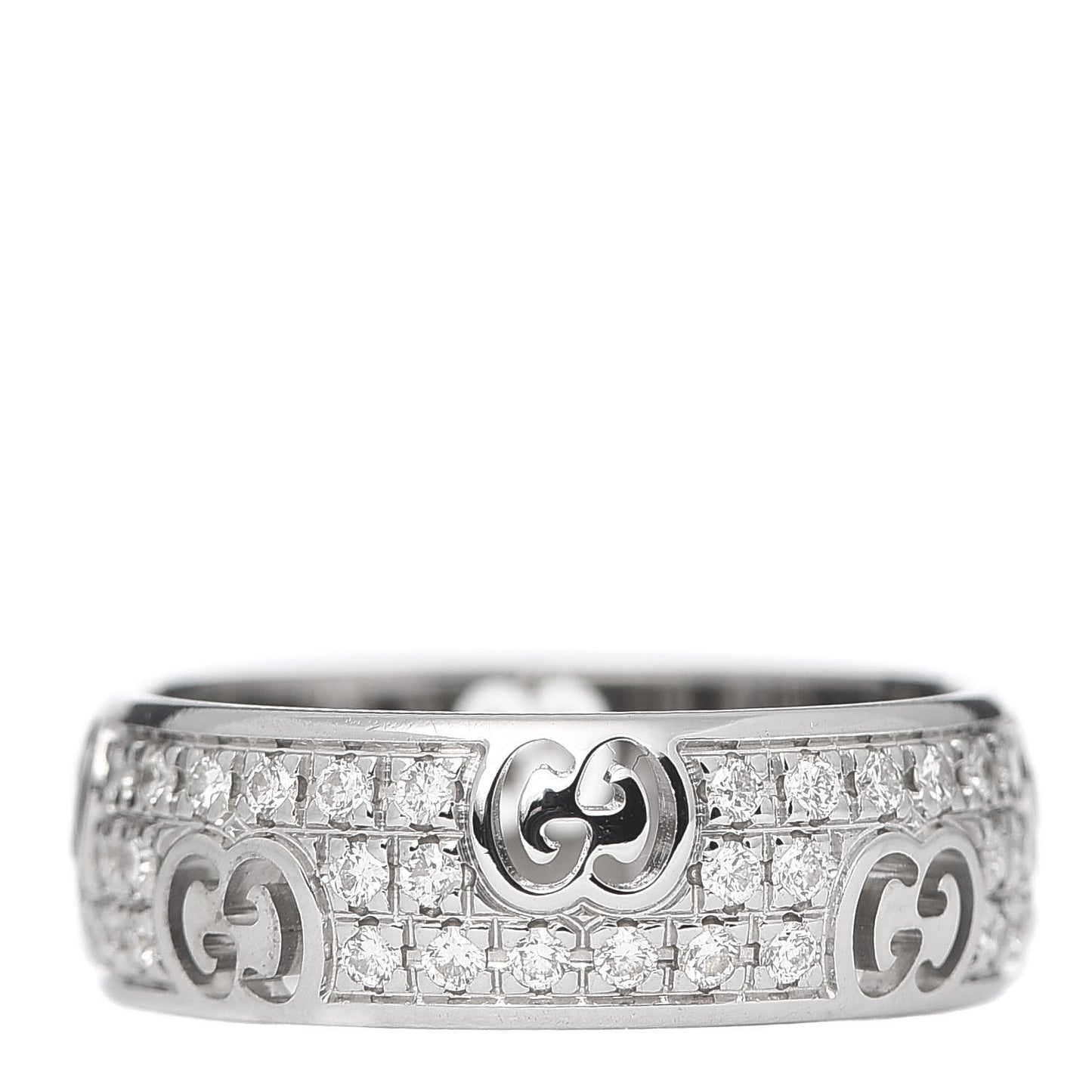 18K White Gold Diamond Pave 6mm Icon Band Ring 49 5