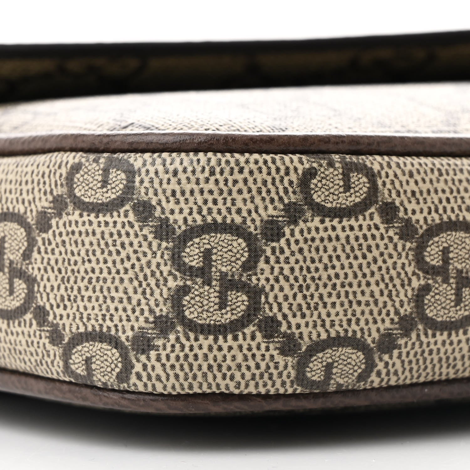 Gucci GG Supreme Monogram Textured Dollar Calfskin Web Mini Ophidia Envelope Shoulder Bag Beige Ebony New Acero 9 of 11