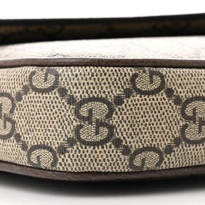 Gucci GG Supreme Monogram Textured Dollar Calfskin Web Mini Ophidia Envelope Shoulder Bag Beige Ebony New Acero 9 of 11