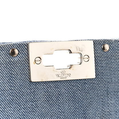 Valentino Garavani Denim Rockstud Spike Wallet on Chain Blue 7 of 11