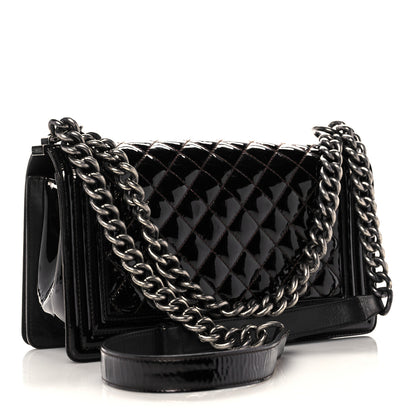 Chanel Patent Calfskin Quilted Medium Boy Flap Black 3 of 10