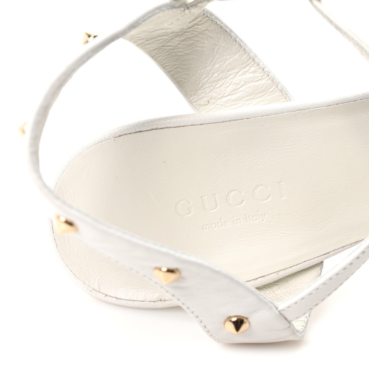 Gucci Calfskin Studded Sandals 37 White 8 of 8