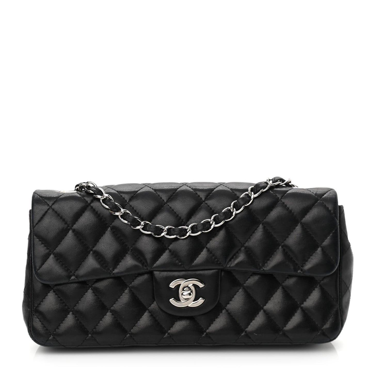 Lambskin Quilted East West Flap Black