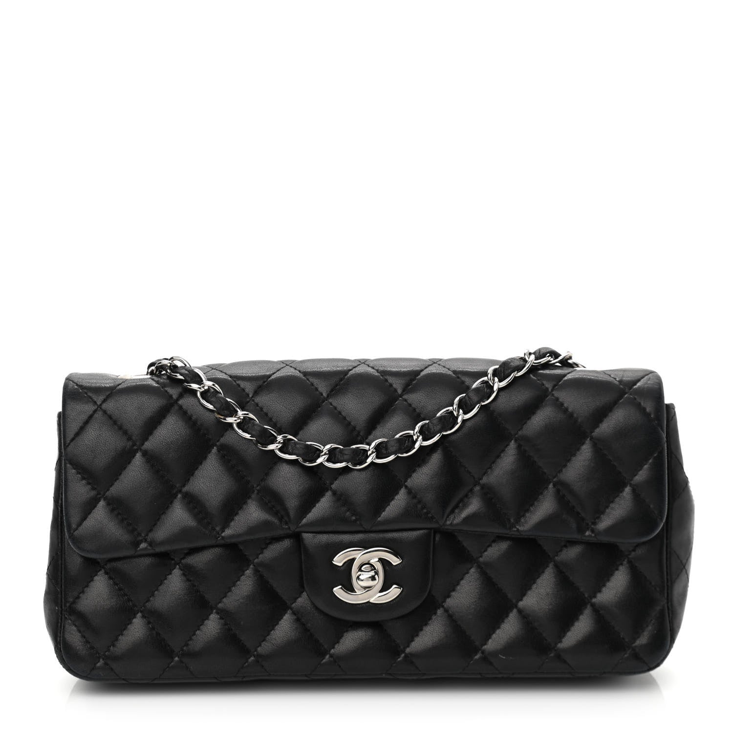 Chanel Lambskin Quilted East West Flap Black 1 of 10