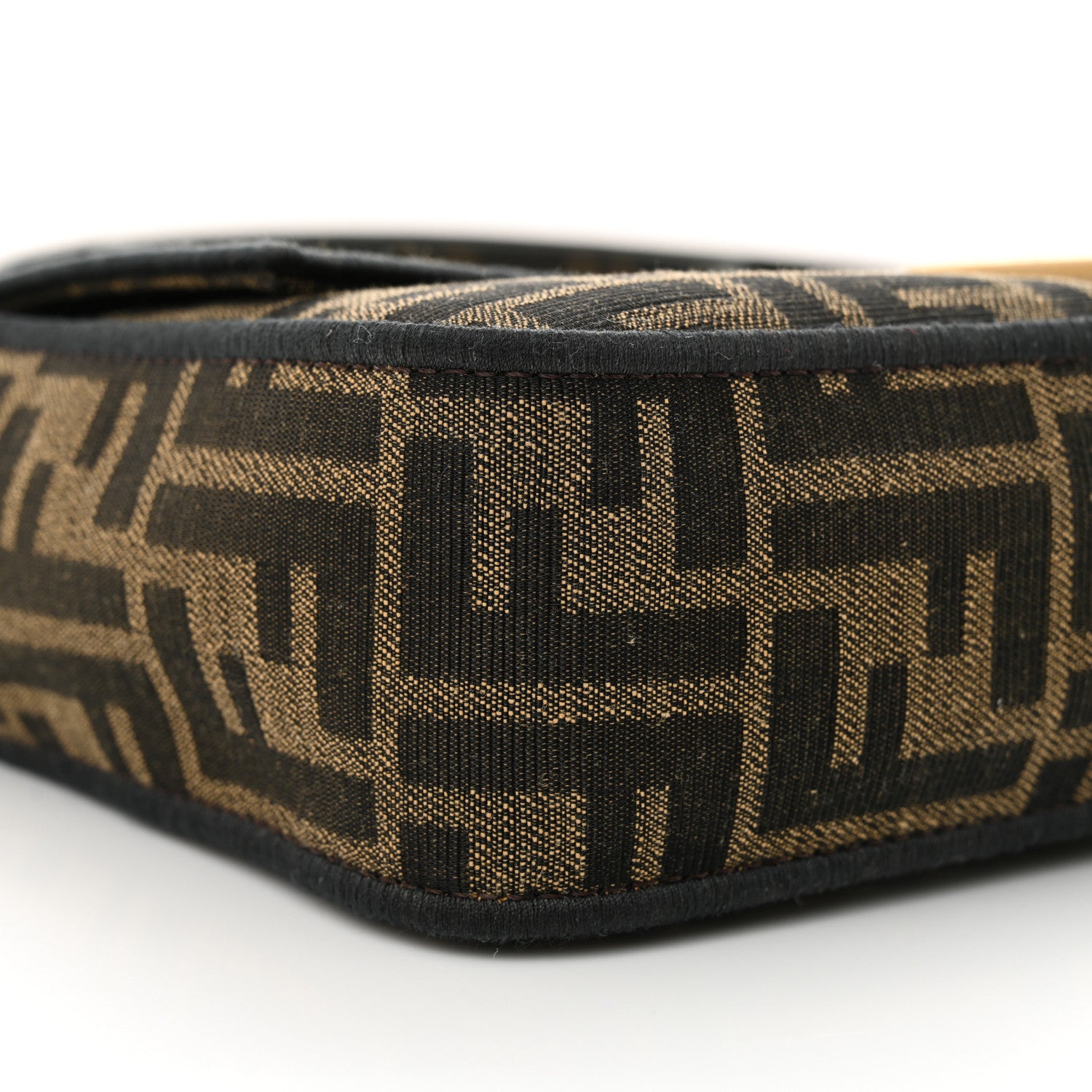 Fendi Fabric Jacquard FF 1974 Medium Baguette Tobacco Moro Black 8 of 11