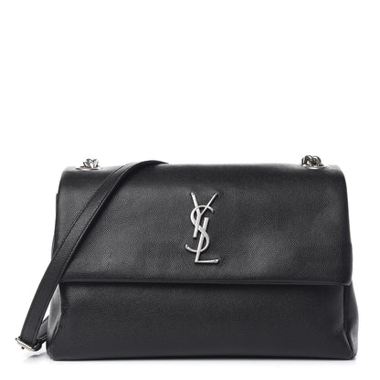 Saint Laurent Grain De Poudre Medium West Hollywood Monogram Fold-Over Black 1 of 9