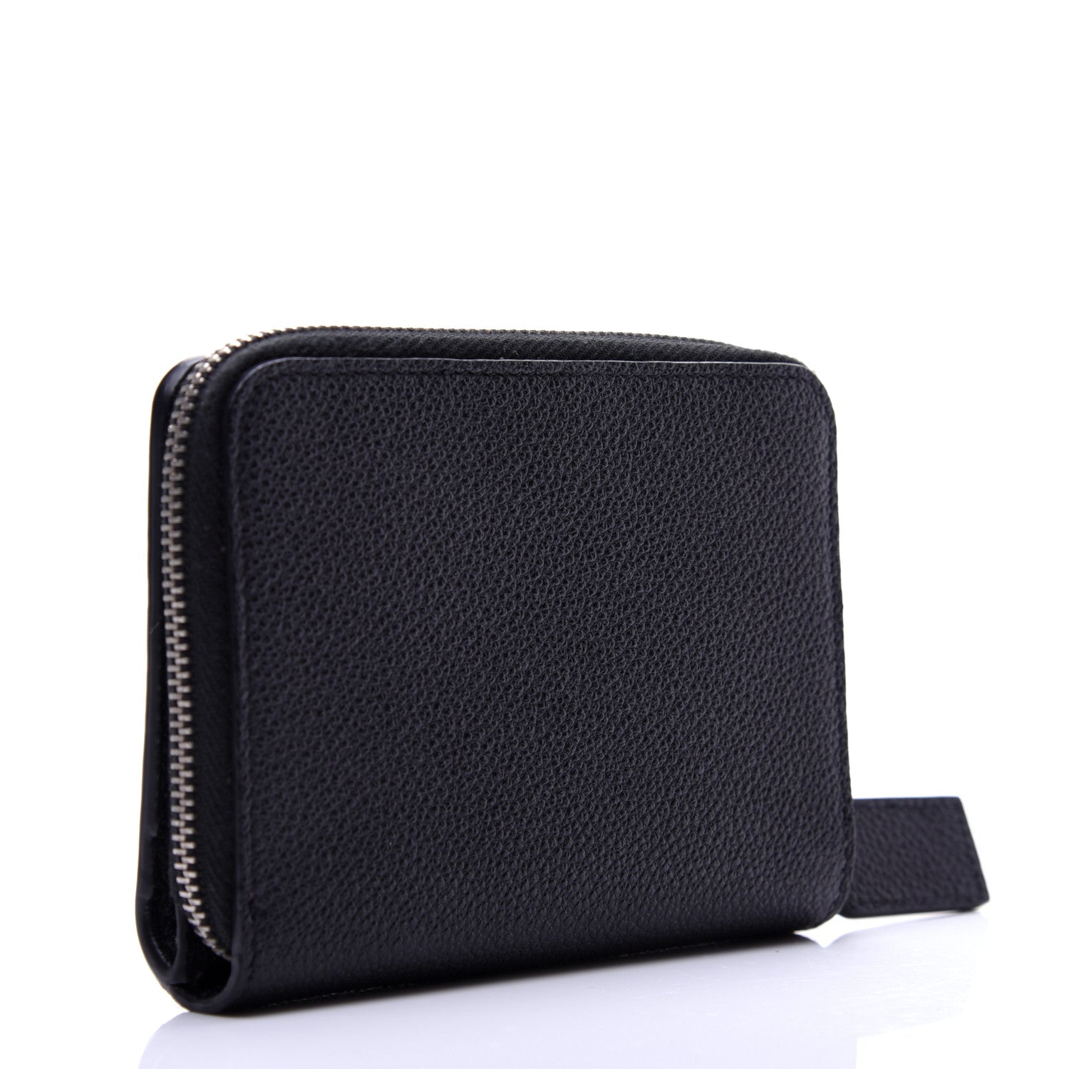 Saint Laurent Grained Calfskin Rive Gauche Compact Zip Around Wallet Black 3 of 11