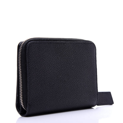 Saint Laurent Grained Calfskin Rive Gauche Compact Zip Around Wallet Black 3 of 11