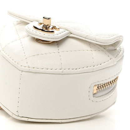 Chanel Lambskin Quilted CC In Love Heart Coin Purse With Chain White 6 of 10