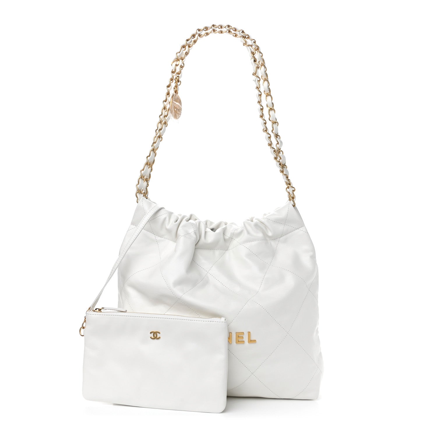 Chanel Shiny Calfskin Quilted Small Chanel 22 White 3 of 12