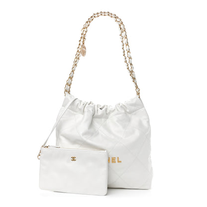 Chanel Shiny Calfskin Quilted Small Chanel 22 White 3 of 12