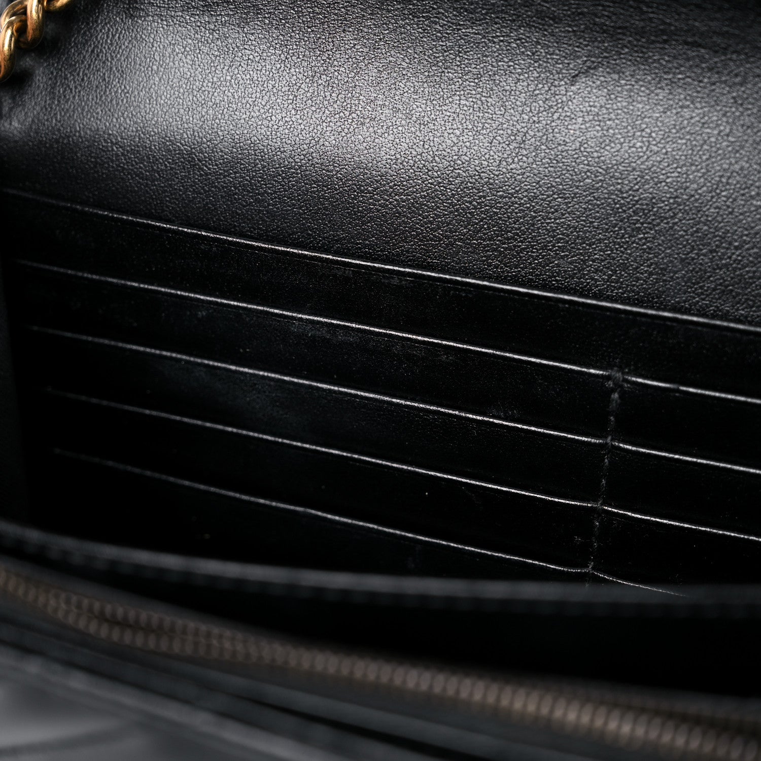 Gucci Calfskin Matelasse GG Marmont Chain Wallet Black 18 of 25