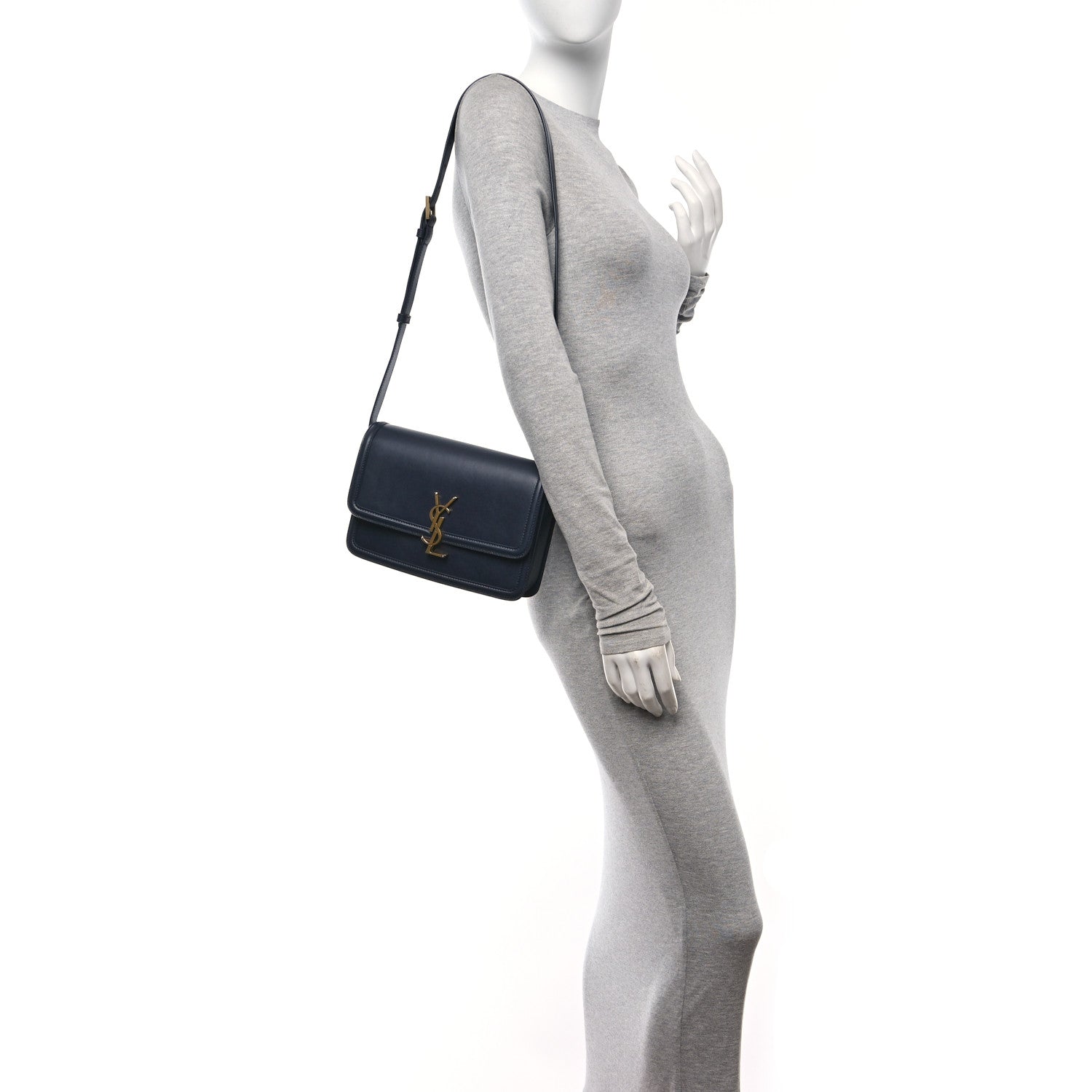 Saint Laurent Box Calfskin Monogram Medium Solferino Satchel Deep Marine 2 of 9