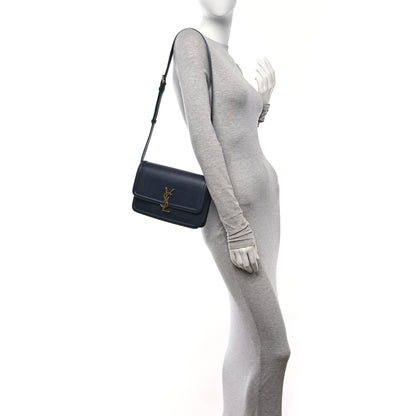 Saint Laurent Box Calfskin Monogram Medium Solferino Satchel Deep Marine 2 of 9