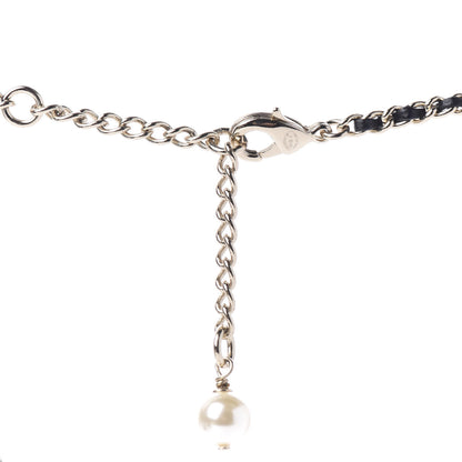 Chanel Lambskin Resin Pearl Dazzling Domino Short Necklace Gold Black 5 of 6