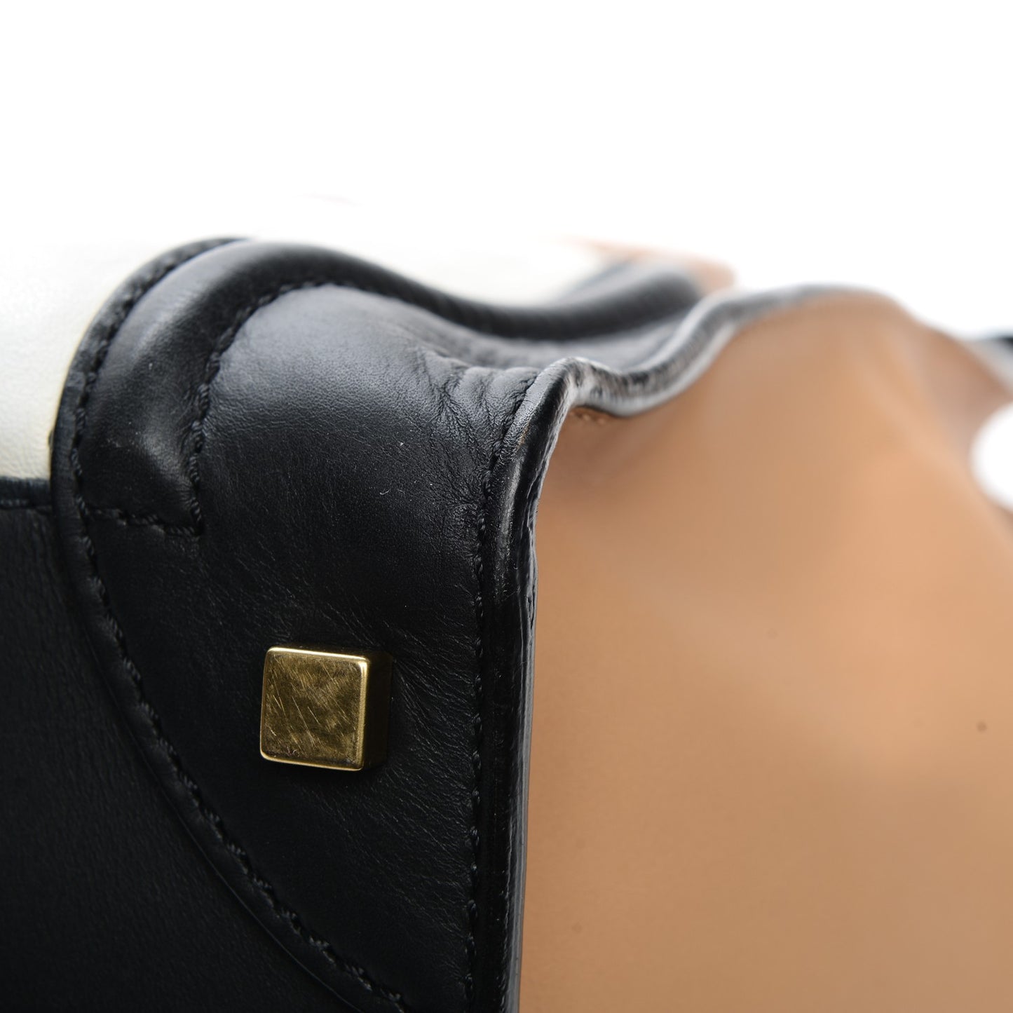 Shrunken Lambskin Mini Tri-Color Luggage White