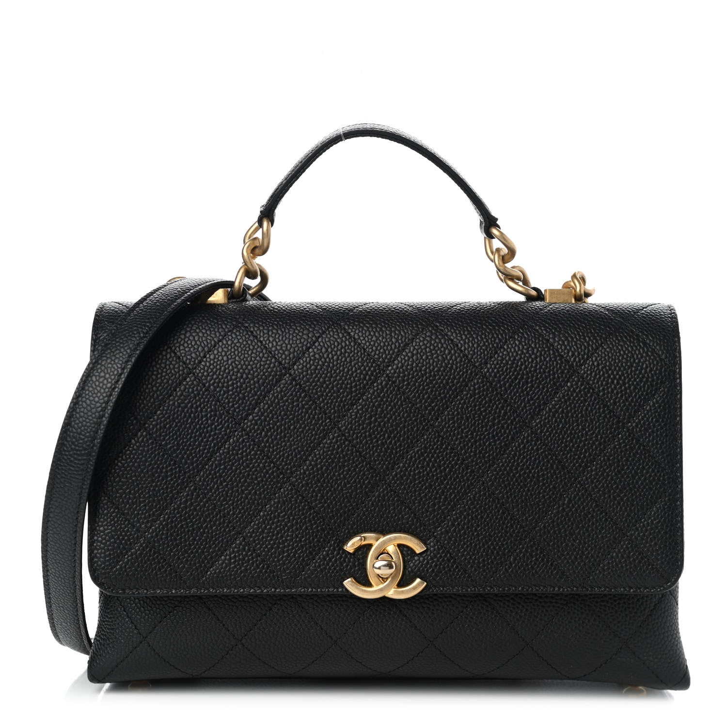 Chanel Grained Calfskin Small Stitched Flap Black 1 of 11