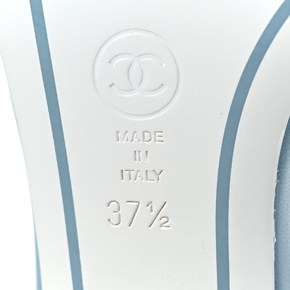 Chanel Lambskin Quilted Textured CC Mules 37.5 Light Blue 6 of 8