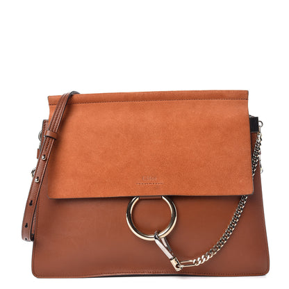 Chloe Suede Calfskin Medium Faye Shoulder Bag Tobacco 1 of 9