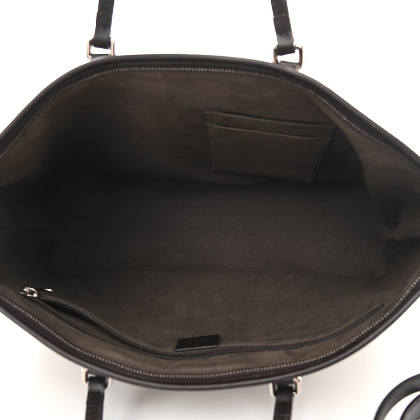 GG Supreme Monogram Medium Zippered Tote Dark Brown