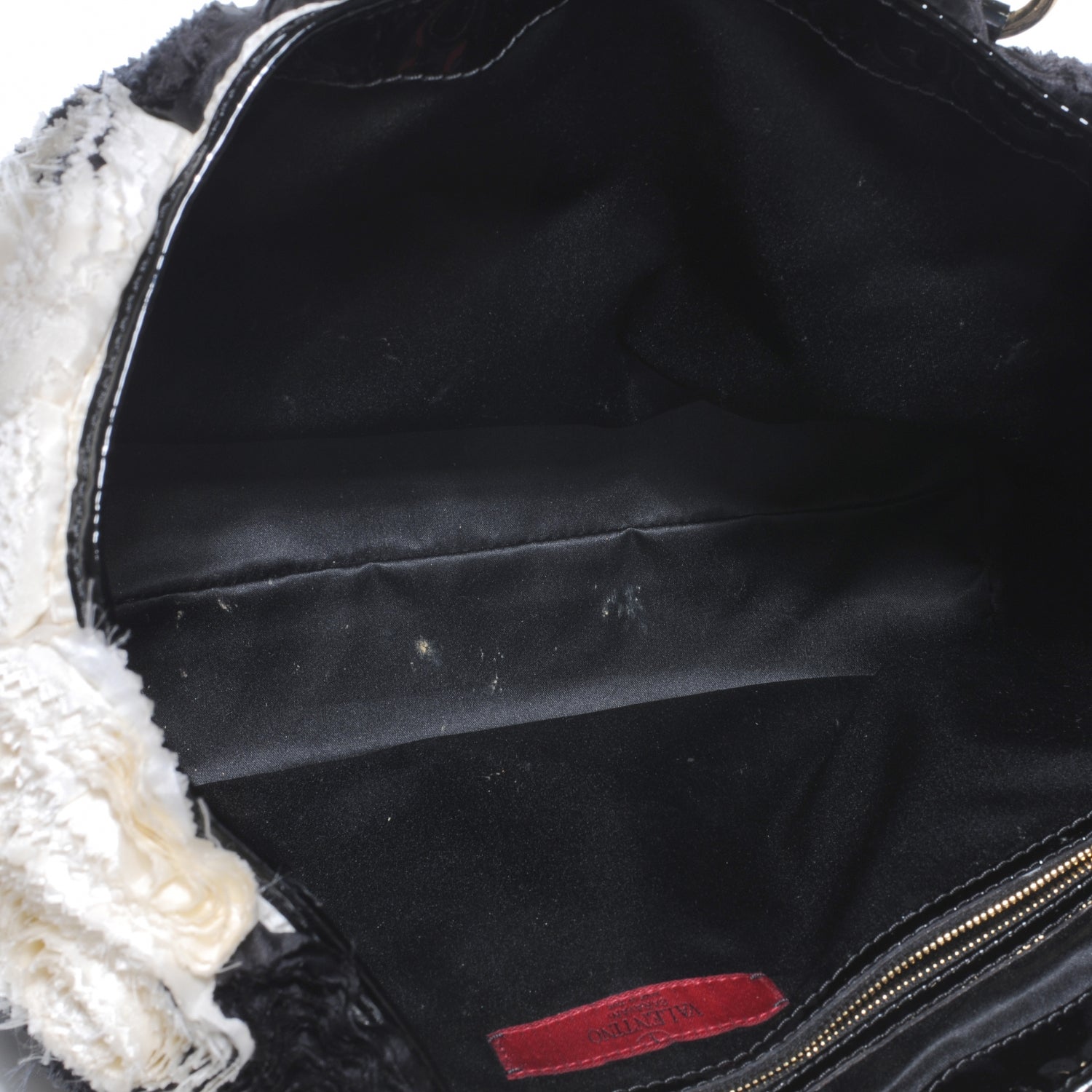 Valentino Garavani Silk Rosier Tote Ivory Black 6 of 6