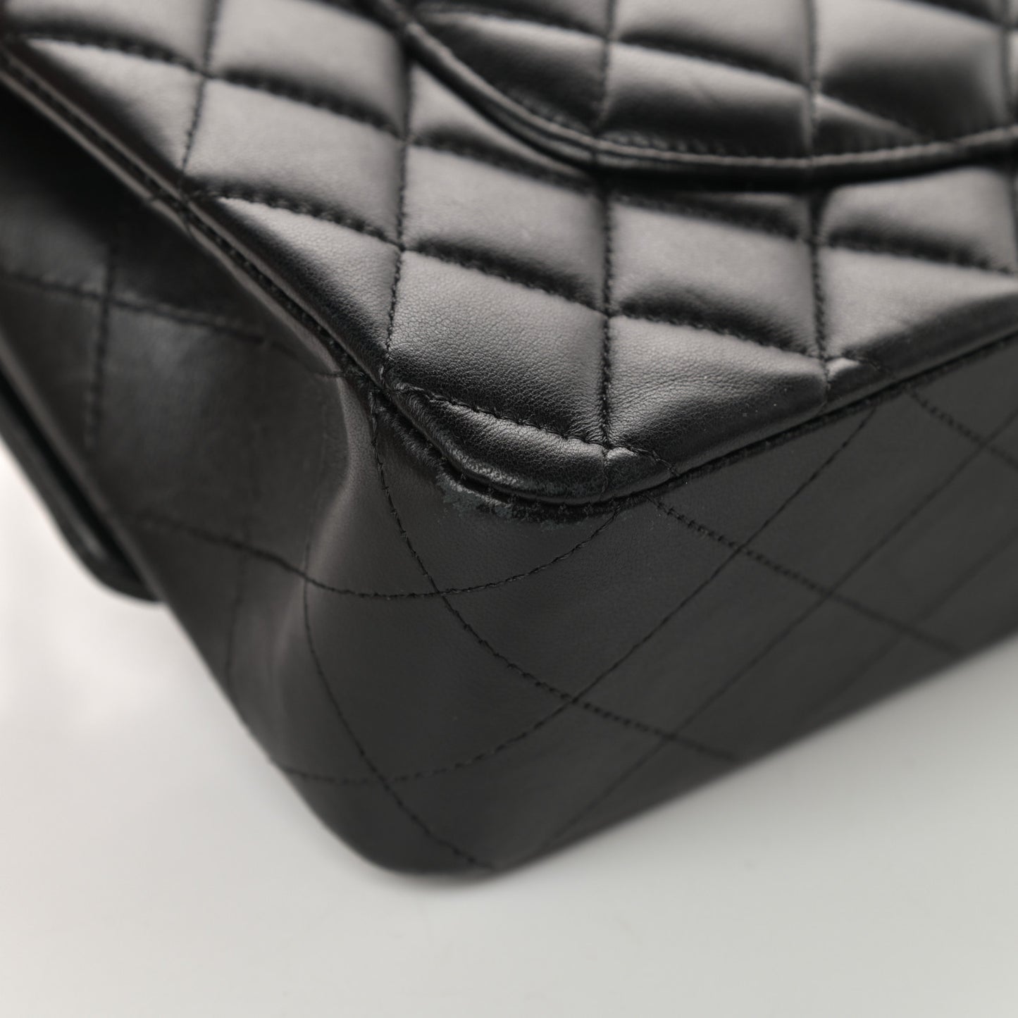 Lambskin Quilted Medium Double Flap Black