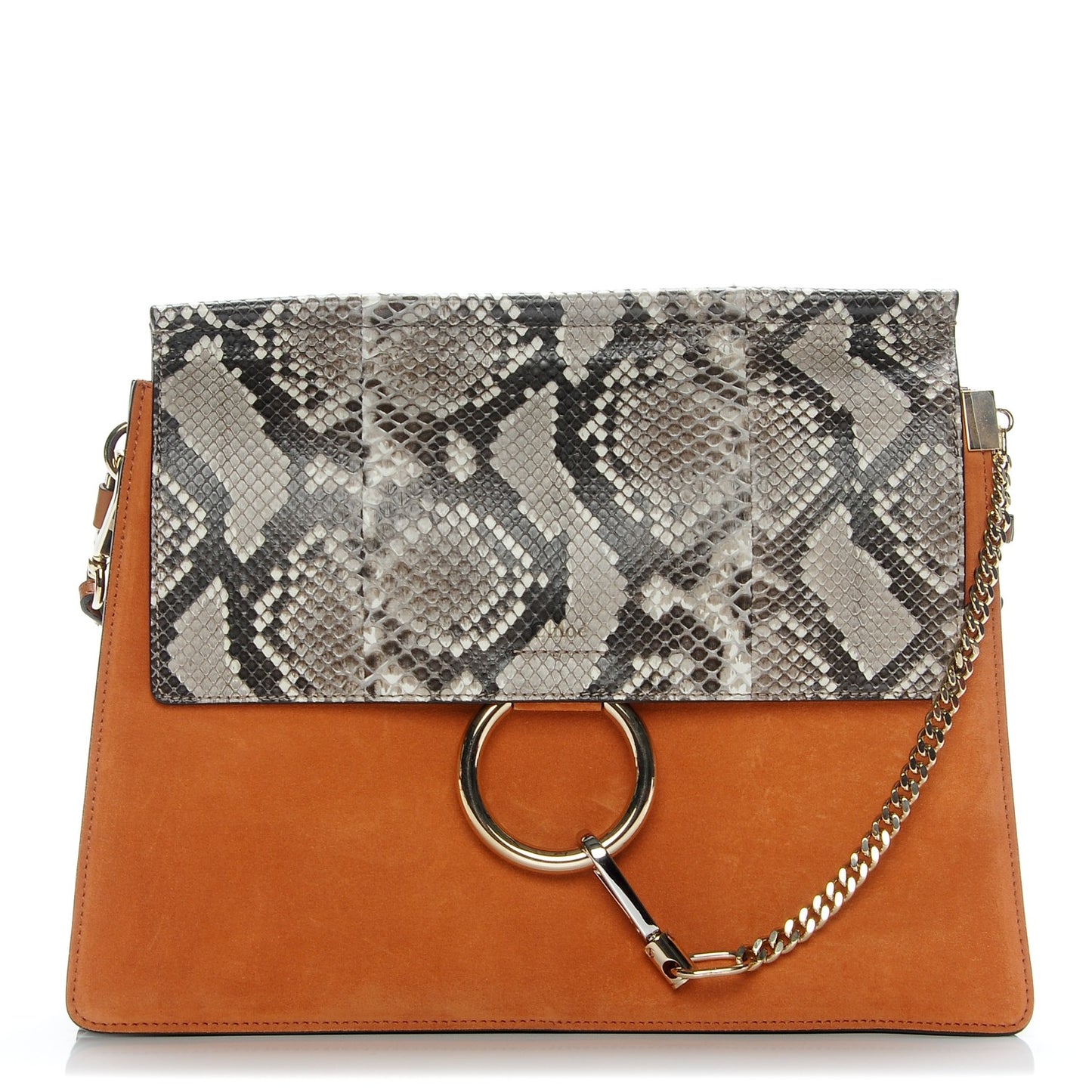 Python Suede Medium Faye Shoulder Bag Tannish Red
