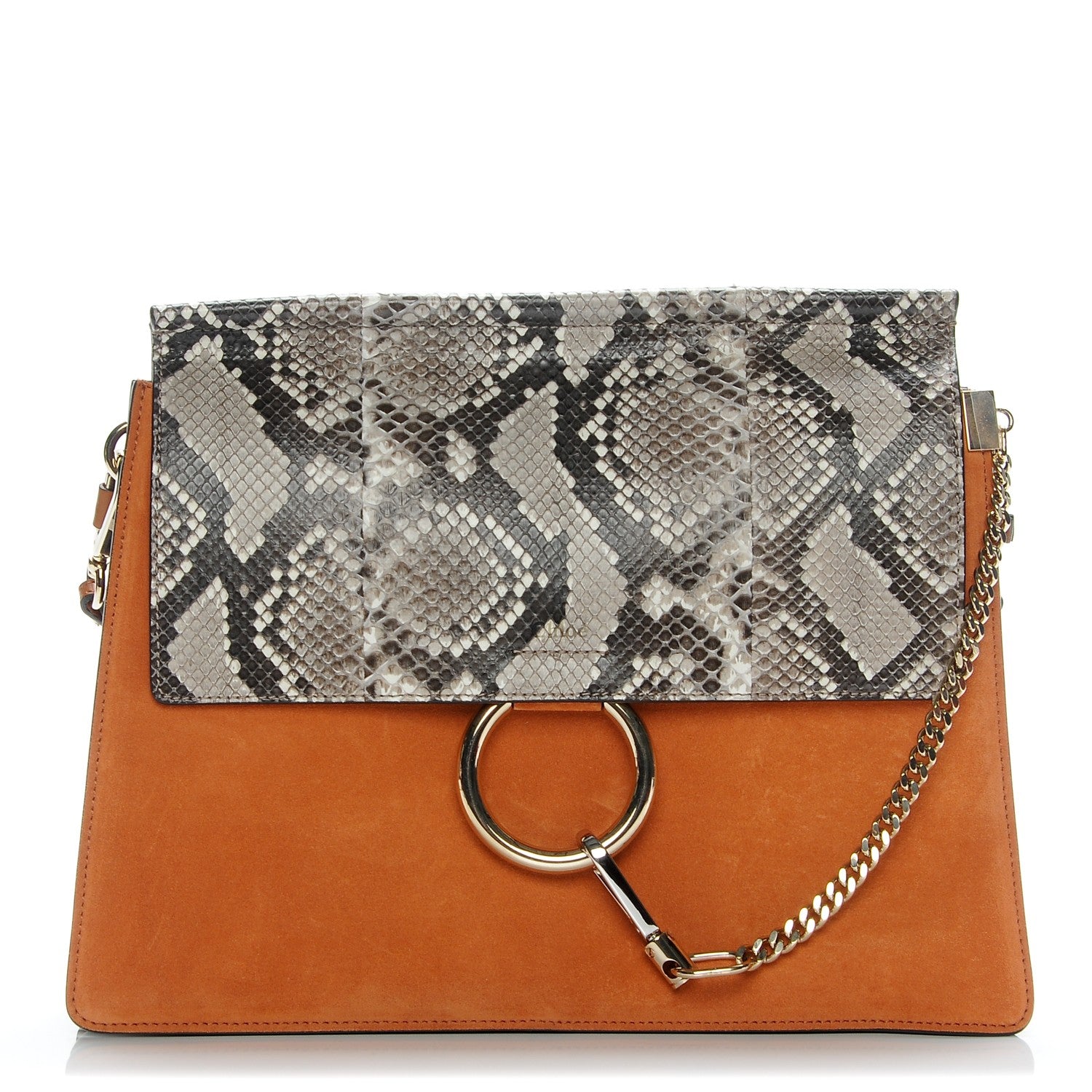 Chloe Python Suede Medium Faye Shoulder Bag Tannish Red 1 of 6